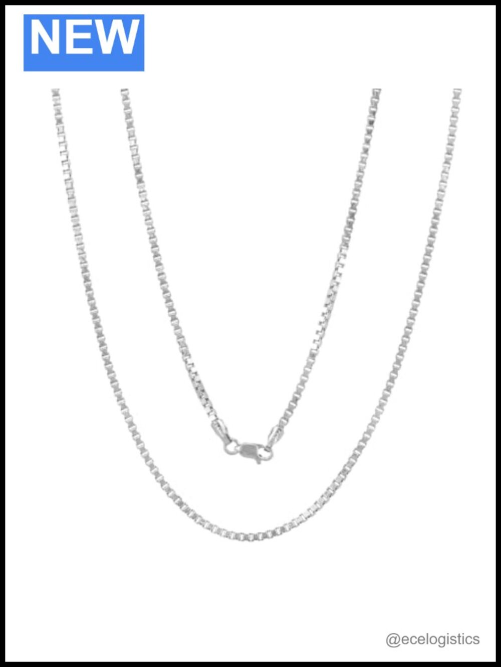 14K White Gold 1.75mm Box Chain Necklace 20 Inch Lobster Clasp